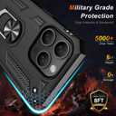 IKAZZ for iPhone 15 Pro Max Case 6.7 Inch with Screen Protector,Military Grade Shockproof Heavy Duty Protective Phone Cover Pass 16ft Drop Test with Magnetic Kickstand Car Mount Holder,Black