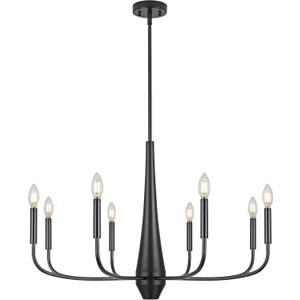 8-Light Large Black Chandeliers for Dining Room Light Fixture Hanging, Modern Farmhouse Candle Chandelier, Industrial Metal Pendant Lights Kitchen Island, Living Room Foyer Bedroom Stairway