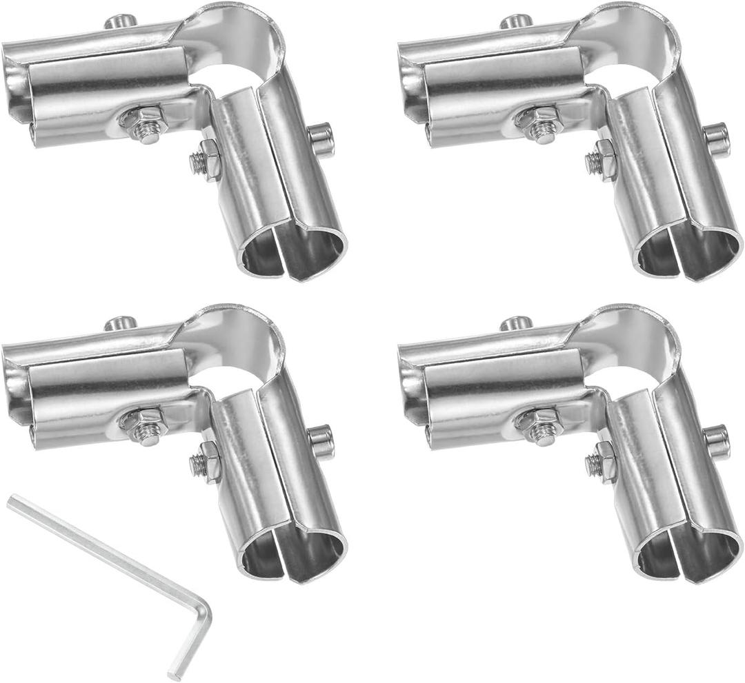 M METERXITY 4-Pack Structural Pipe Connector, 90 Degree 3 Way Pipe Clamp Stainless Steel Pipe Connector for OD 1" or 25MM Pipe, Conduit Connectors