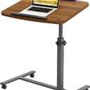 LINGMI Laptop Table Mobile Adjustable Height Portable Desk Notebook Swivel PC Computer Rolling Desk with Wheels, Laptop Stand for Couch Bedside Hospital Bed Table