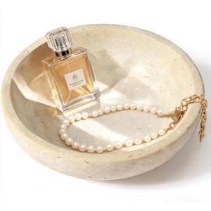 Travertine Marble Bowl & Decorative Bowl, 7.8" Natural Stone Centerpiece for Coffee Table, Ring Tray, Modern Home Decor Key Bowl for Entryway, Housewarming Gifts, Apartment Essentials Must Haves