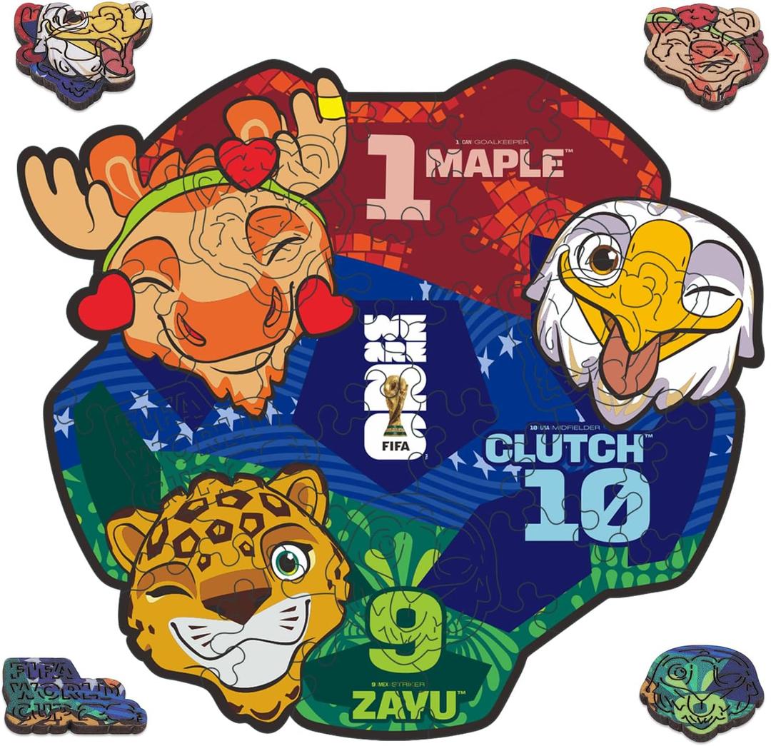 2 x FIFA World Cup 2026 Mascot 26PCS Wooden Pocket Puzzle