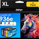 936XL Ink Cartridges Combo Pack for HP Black and Color OfficeJet Pro 9125e 9135e 9730e Series Replacement for HP 936 Ink Office Jet Pro 9122e 9128e 9110b 9120b 9130b 9135e 9730e Printer (B/C/M/Y)