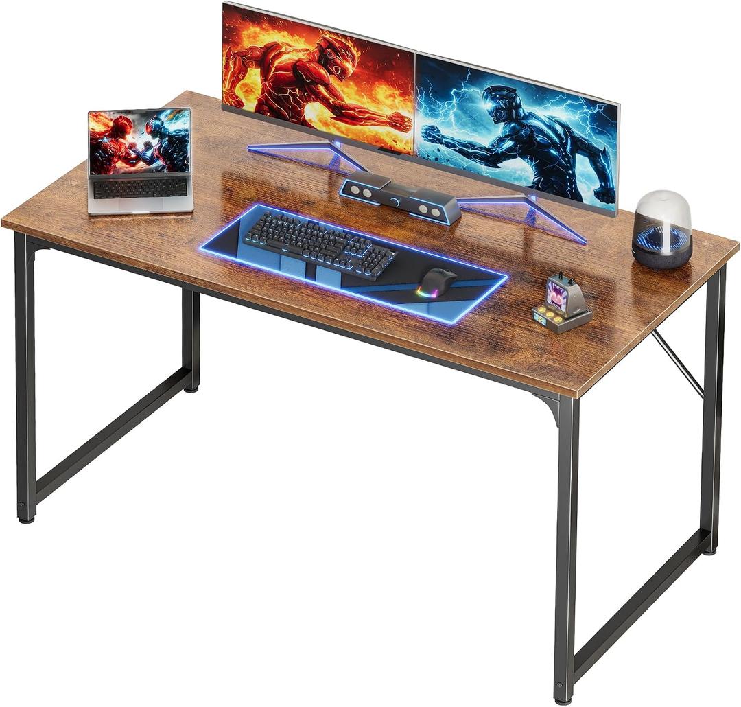 PRAISUN 47 X 24 Inch Deeper Desk with Power Outlets
Computer Desk for Bedroom, Office Desk for Work from Home, Writing Study Gaming Table, Stable Metal Frame, Rustic Brown