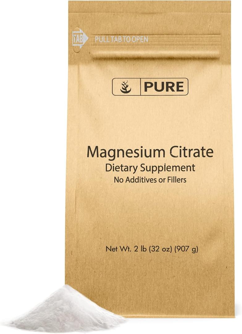 Pure Original Ingredients Magnesium Citrate (2lb) Magnesium Supplement, Unflavored, Dissolves Easily (32 Ounce (Pack of 1))