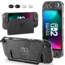 [Improve PC Hardshell Easy to Dock] Glitter Switch 2 Case Dockable, for Switch 2 2025 Protective Cover Crystal Clear Accessories Skin with Screen Protector & 4 Thumb Caps