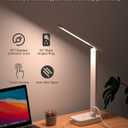 One Beat Small LED Desk Lamp Power Strip 5ft Extension Cord with 3 Outlets 4 USB Ports(2 USB C), 4 Modes, 5 Level Touch Lamp Study Reading Light, Home Office Bedroom College Dorm Room Essentials,White