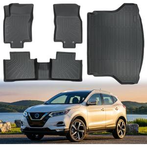 Car Floor Mats with Cargo Liner for Nissan Rogue 2014-2020 Gasoline,TPE All Weather Protection Full Set Custom Fit Waterproof Durable Wear-Resistant Accessories
