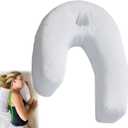 J-Shaped Side Sleeping Pillow with Ear Hole, Ergonomic Side Sleeper Neck Pillow for Neck and Shoulder Pain, Memory Foam Support, Perfect for Side Sleepers, Pregnancy & Hip, Back, Sciatica Relief