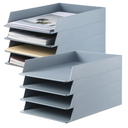 Wenqik 8 Pcs Stackable Paper Trays Rectangular Plastic Desk Holder Desktop Document File Organizer Storage Letter for Office Classroom (Gray)