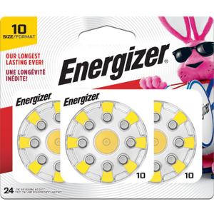 Energizer Hearing Aid Batteries, EZ Turn & Lock (Battery), Size 10 (24 Count) (Yellow Tab)