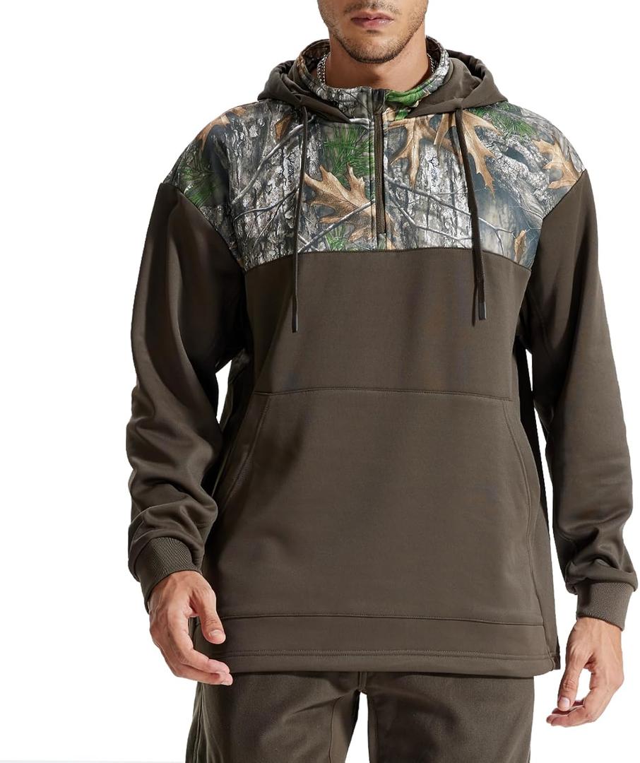 LOOGU Hunting Hoodies for Men Fleece Lining Performance Insulation Pullover Camo Hoodie (X-Large, Dbrown Tree)
