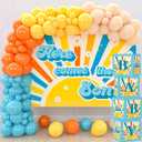 Here Comes the Son Baby Shower DecorBlue Orange Yellow Balloon Arch Garland with Blue BABY boxes, Here Comes The Son Backdrop for Sunshine Boho Boy Baby Shower Decorations Sun Theme Birthday Party