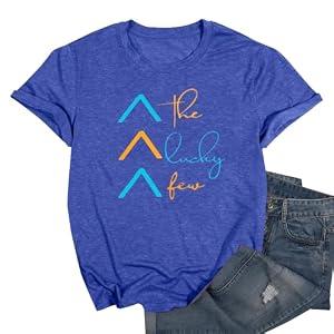 Down Syndrome Awareness Shirt Women The Lucky Few Shirt World Down Syndrome Day Short Sleeve Tops Blue (XL)