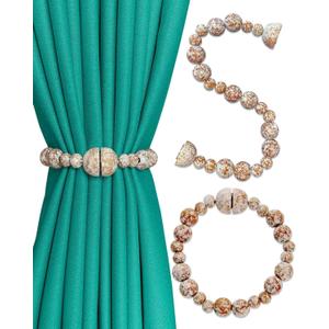 Beautiful Strong Magnetic Curtain Tiebacks Boho Farmhouse Decor (Whitewashed, 2 Pack)