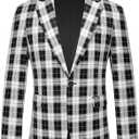 UNINUKOO Men's Blazer Plaid Casual Slim Fit Sport Coats One Button Lightweight Checkered Suit Jacket (42)