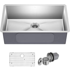 Kraus KHU100-32 Standart PRO 16 Gauge Undermount Single Bowl Stainless Steel Kitchen Sink, 32 Inch