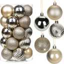 2.36" Champagne Christmas Balls Ornaments 25 Pcs Shatterproof Christmas Ornaments Set Matte Mini Champagne Ornament for Xmas Tree Halloween Holiday Party