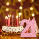 7.8 IN Glitter Birthday Number Table Decoration Freestanding Party Centrepiece Sparkly Pink Number Ornament for Celebrations Reusable - 21