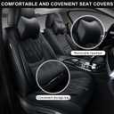 Black Car Seat Covers Front Pair, Breathable Leather Automotive Front Seat Covers with Headrest, Universal Automotive Vehicle Seat Cover for Most Sedan SUV Pick-up Trucks
