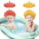 2PCS Baby Shower Cap for Kids, Adjustable Baby Hair Washing Shield Toddler Visor Hat for Eyes and Ears Protection Shampoo Cap for 0-9 Years Old Children
