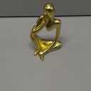 1PC Golden Resin Thinker Sculpture, Abstract Statue Figurine for Home Office, Desktop Decor, Collectible Modern Art Ornament, Left