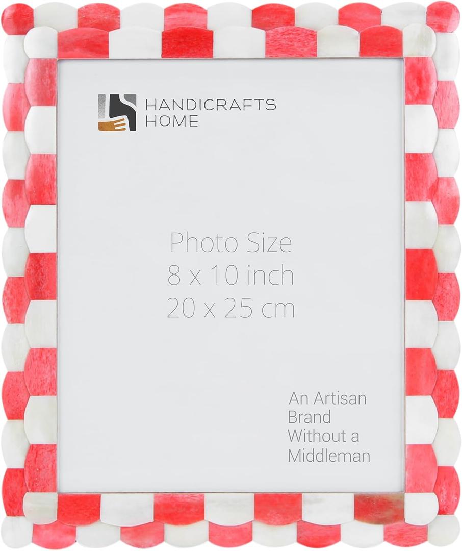 Handicrafts Home Photo Picture Frame - 8" x 10" Handmade Gift Photo Frames - Red & white Handicrafts Home Photo Picture Frame - 8" x 10" Handmade Gift Photo Frames - Red & white