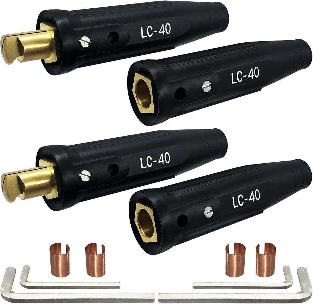 2 Pack LC-40 Welding Leads Quick Connector, Welding Cable Connectors, Male & Female Welding Connectors for Welding Machine Accessories, 1/0 and 2/0 Welding Cable Size Capacity, 350 Amp Max Rating