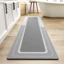 MontVoo Bath Mat - Long Bathroom Runner Non Slip Super Absorbent Stain Resistant Quick Dry Thin Bath Mat 17"x70" Grey