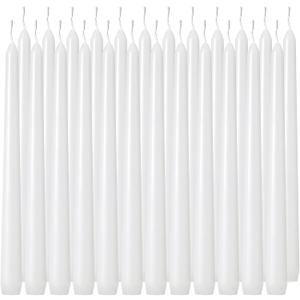 Tuyai 24 Pack Tall White Taper Candles, 10 inch (H) Dripless, Unscented Dinner Candle, Smokeless Taper Candles, Paraffin Wax with Cotton Wicks, 8 Hours Burn Time