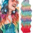 300g Curly Braiding Hair Rainbow Peafowl Ocean Wave Crochet Hair Long Synthetic Loose Deep Wavy Twist Hair for Boho Braids (20 Inch)