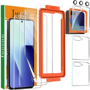 IMBZBK [Auto Installation] 3 Pack Screen Protector for Samsung Galaxy Z Flip 7, 3 Inside Flexible Film + 3 Front Tempered Glass + 3 Camera Lens Protector Accessories