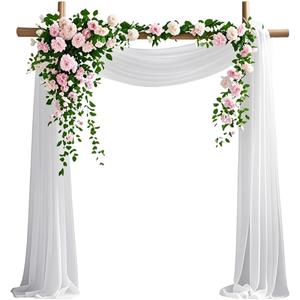 Wedding Arch Draping Fabric, 29" x 20ft Pure White Sheer Curtains Wedding Decorations for Ceremony, 6.7 Yards Pure White Chiffon Draping Fabric Backdrop