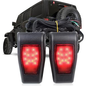 LED 3rd Brake Lights Tailgate Rear Lamp for Jeep Wrangler JK JKU 07-17 2 pcs (Red)