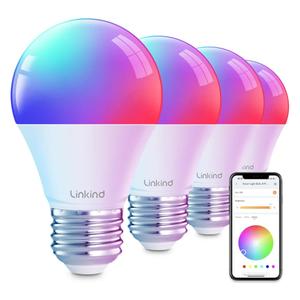 Linkind Smart Light Bulbs, Smart Bulb That Work with Alexa & Google Home, LED Light Bulbs Color Changing, 104 Preset Scene, Music Sync, A19 E26 2.4GHz RGBTW WiFi Bluetooth Light Bulb 60W, 800LM, 6Pack