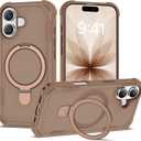 Compatible with iPhone 17 Case 6.3'' with Magnetic Ring Stand [Military Drop Protection][Compatible with MagSafe] Shockproof 17 Phone Case for Men Wowen,Brown