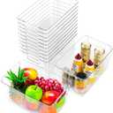 12 Pack Large Clear Plastic Storage Bins,Plastic Containers with Handle for Pantry Organizer and Storage,Perfect for Kitchen,Fridge,Cabinet, Closet,Bathroom Under Sink Storage