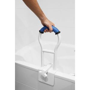 KMINA Bathtub Safety Rail, Padded Non-Slip Grip, Adjustable Grab Bar for Side of Tub, Elderly and Disabled, Fits Over 3.15 Inch Tub Walls, Blue