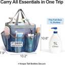 F-color Mesh Shower Caddy Portable - Navy Blue, Upgrade Deeper 7 Pockets Shower Bag Basket Tote for College Dorm Room Toiletry Bathroom Essentials Gym Camp Quick Dry 2 handles with S Hook