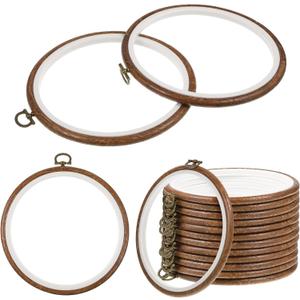 Oqqlin 15 Pcs Round Embroidery Hoops, 6 Inch Durable Imitated Wood Cross Stitch Hoop Ring Circle Rubber Embroidery Hoops Frame for Sewing, DIY, Craft, Hanging Ornaments Decor