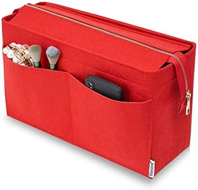 Vercord Felt Purse Organizer Insert Onthego MM Handbag Tote Bag Organizer Bag in Bag with Removable Zipper