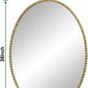 Gold Oval Bathroom Mirror, 26x38 Inch Floral Oval Mirrors for Wall, Antique Gold Metal Floral Frame Mirrors for Bedroom Living Room Hallway, Hangs Horizontally or Vertically
