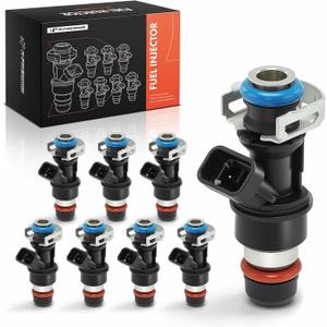 A-Premium 8-Pack 4 Holes Fuel Injectors Compatible with Chevy Silverado 1500 2500 3500, Tahoe/Suburban & GMC Sierra, Yukon, Savana, Envoy & Cadillac Escalade & Buick, 4.8L 5.3L 6.0L, Replace# 17113553