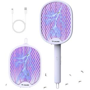 Electric Fly Swatter PALONE 2025 Upgraded, Foldable Electric Bug Zapper Racket, USB Rechargeable Mosquito Swatter, Larger Surface Mosquito Insect Killer, Fly Zapper for Indoor Outdoor 1 Pack