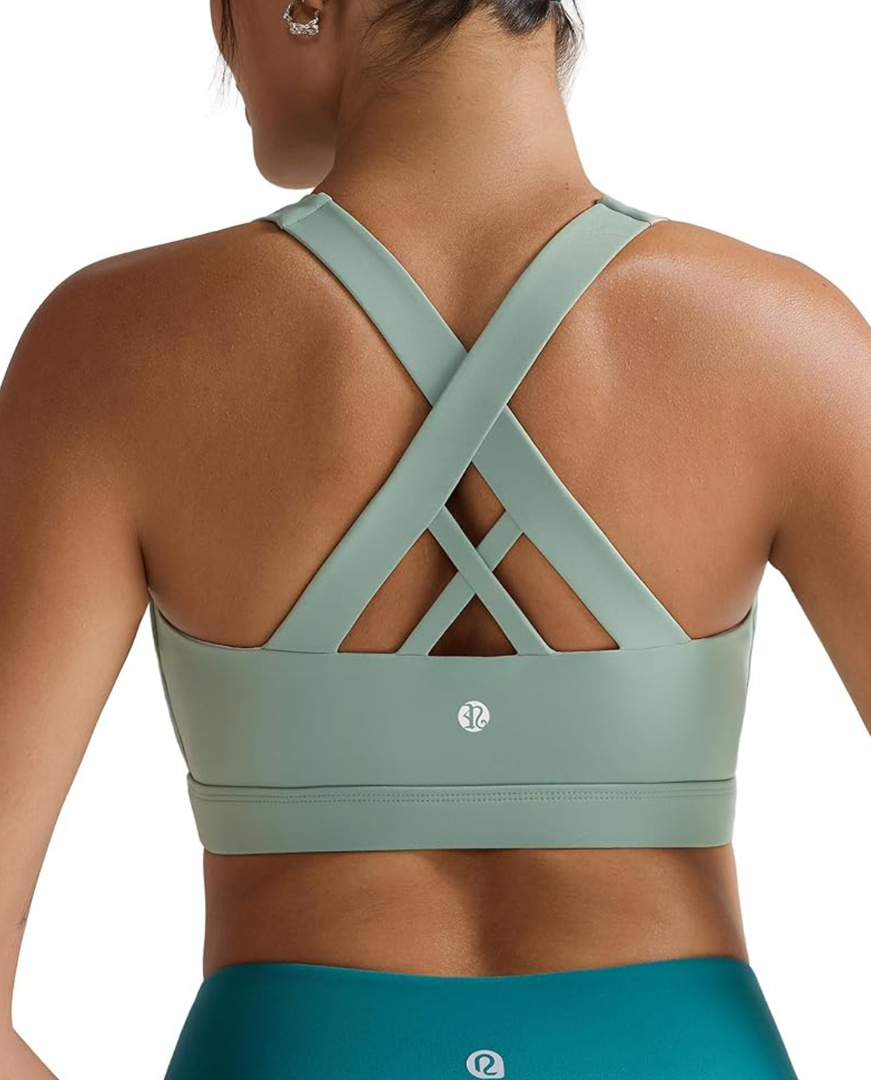 RUNNING GIRL Sports Bra for Women, Criss-Cross Back Padded Strappy Sports Bras Medium Support Yoga Bra with Removable Cups, Size 2XL