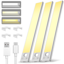 Under Cabinet Lighting 8 inch Rechargeable Battery Operated Motion Sensor Light Wireless Under Counter Lights for Kitchen, Stairs,Hallway (3 Pack)