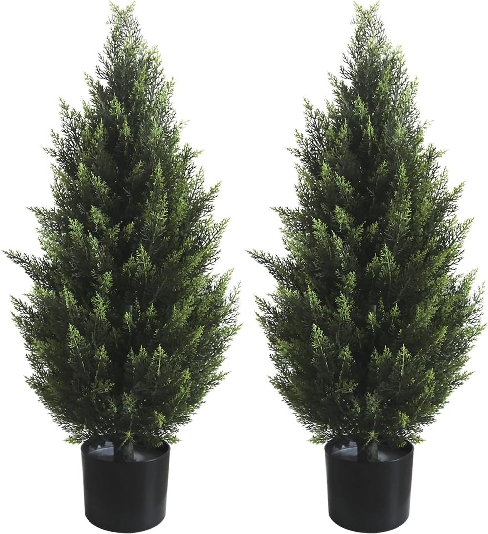 3FT Artificial Topiary Tree Realistic Faux Cedar Pines Christmas Trees UV Rated Fake Shrubs for Front Porch Faux Plants Indoor and Outdoor Decor (2 Pack) 3FT Artificial Topiary Tree Realistic Faux Cedar Pines Christmas Trees UV Rated Fake Shrubs for Front Porch Faux Plants Indoor and Outdoor Decor (2 Pack)