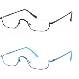 Half Reading Glasses, Half Lens Frame Metal Readers for Women Men, 1.25