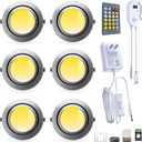 Smart Puck Lights LED Under Cabinet Lighting 2700k-6500k Dimmable Works with Alexa,Google Home,APP & Remote,12V,2W/pc,Recessed Kitchen Lamp Plug In for Counter,Display Shelf,2.5Inch Cutout,6pcs,Sliver
