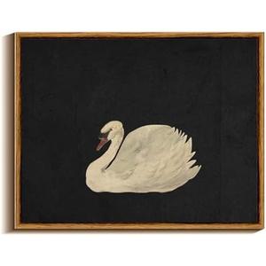 VIYYIEA Framed Wall Art for Living Room Vintage Swan Canvas Prints Easter Decor Gift, Grace Swan Art Painting Pictures Rustic Animals Bathroom Wall Decor, Farmhouse Home Decor, Bedroom, Office Decor, Art Zwaan